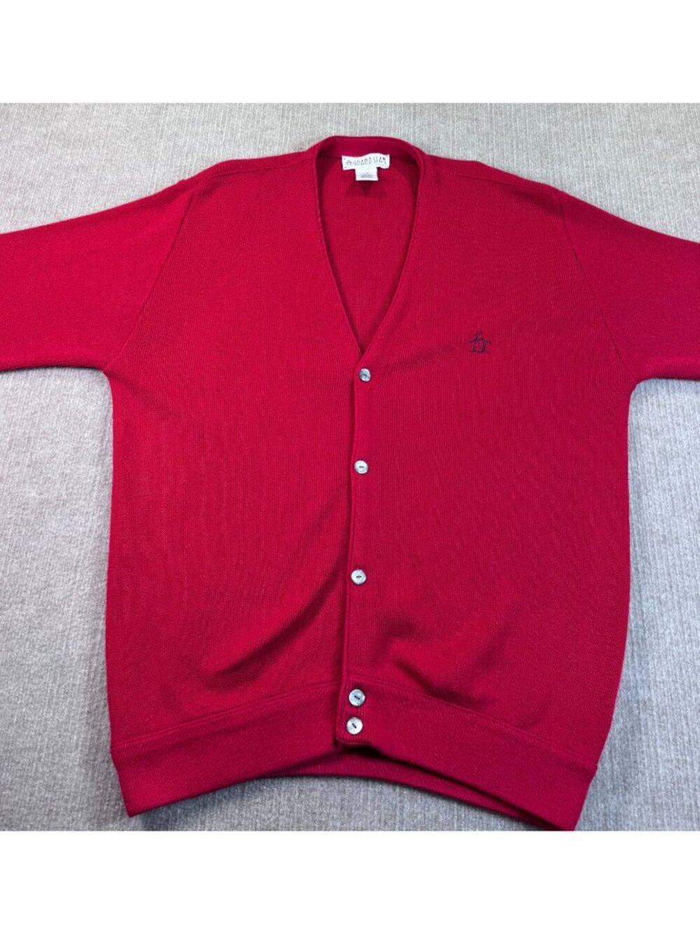 Vintage Grand Slam Munsingwear Cardigan Sweater Mens Large Red Grandpa Preppy